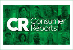 green consumer reports logo with people smiling in the background