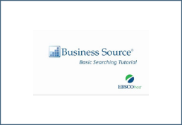 Ebsco Buseinss Source in blue with logo with circles green and dark blue