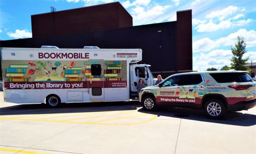 bookmobile in the sunshine in summertime